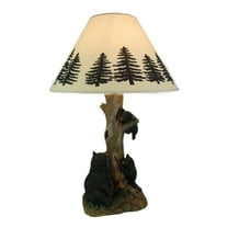 Zeckos Black Bears Climbing Pine Tree Rustic Table Lamp with Nightlight Base