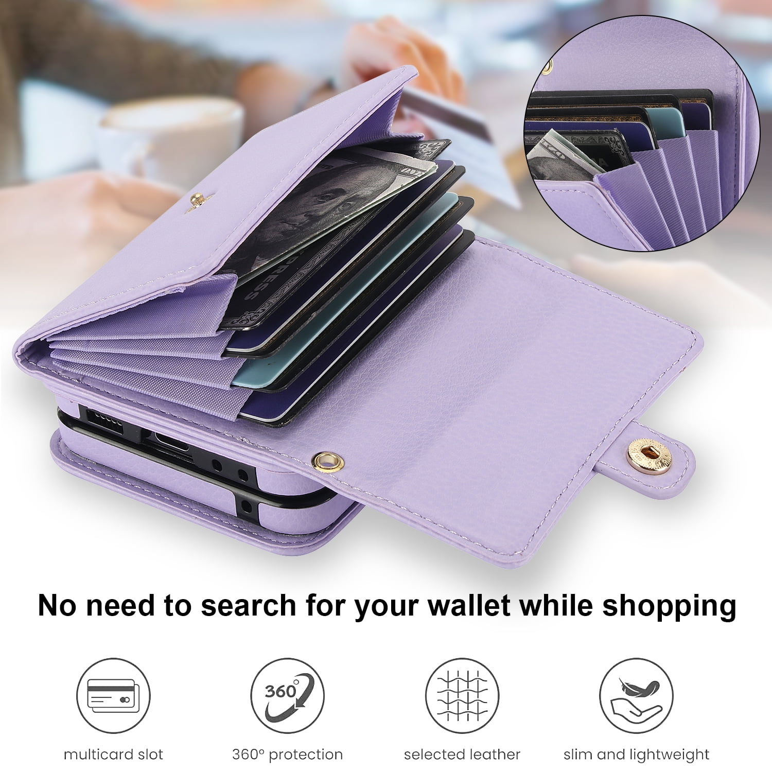 Allytechgroup for Motorola Razr 2025 Wallet Case, Stylish Practical Protective Premium PU Leather Cards Slots Hand Wrist Crossbody Strap Phone Case for Motorola Razr 2025, Purple