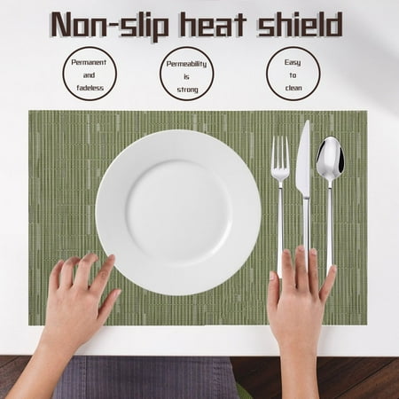 

CFXNMZGR Placemat European Style Non-Slip Heat Insulation Bamboo Grain Solid Color Table Mat