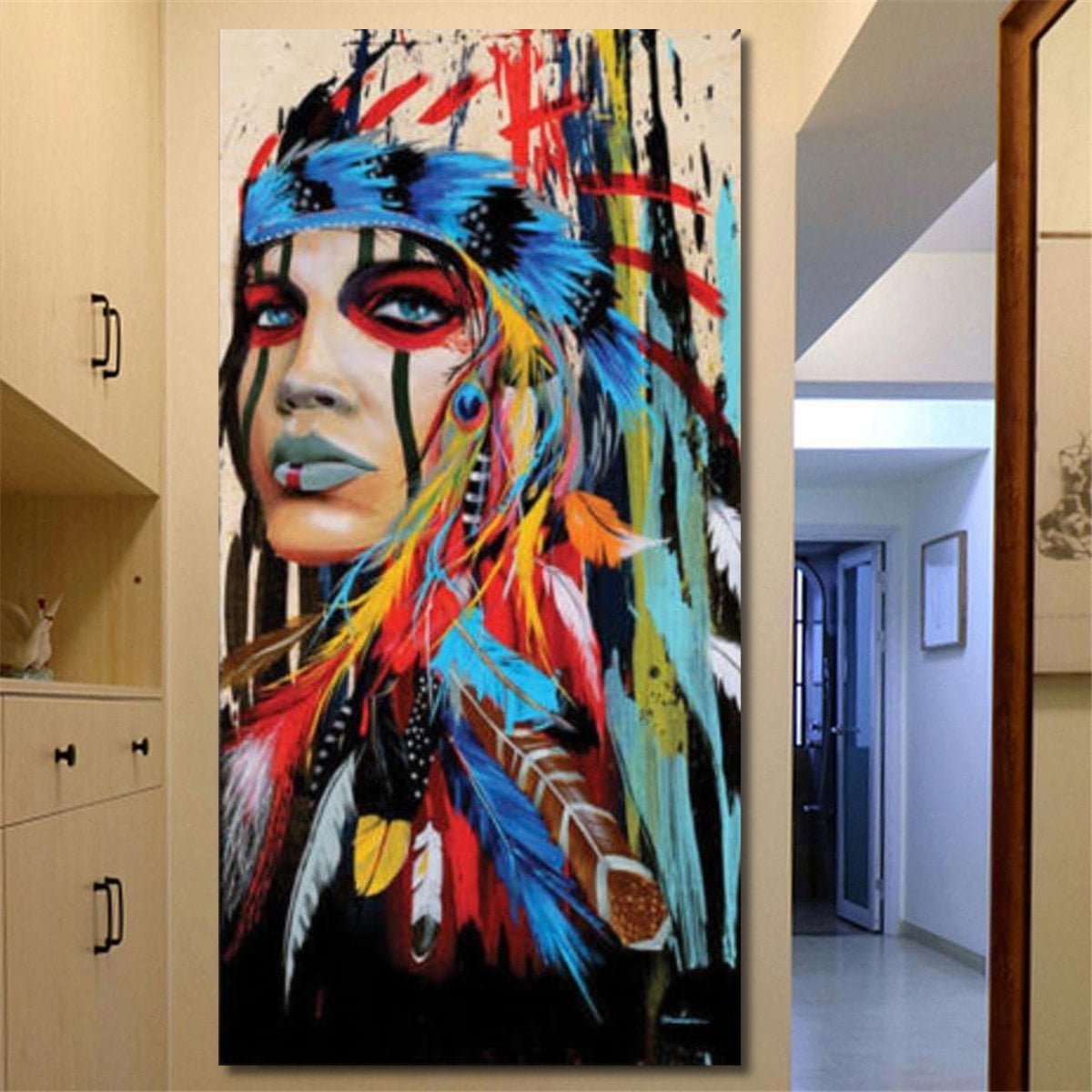 3Pcs  Modern Art Oil Painting Canvas Print Wall Pictures Decor Indian Woman Home 