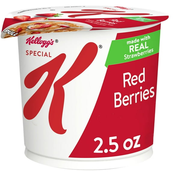 Special K Cold Breakfast Cereal Cup, Made with Real Strawberries, Single Serve, Red Berries, 2.5oz Cup (1 Cup)