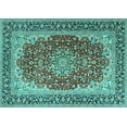 thumbnail image 1 of Ahgly Company Machine Washable Indoor Rectangle Medallion Turquoise Blue Traditional Area Rugs, 6' x 9', 1 of 4