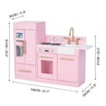 thumbnail image 4 of Teamson Kids Little Chef Charlotte Wooden Play Kitchen Set for Toddlers, Pretend Cooking Playset with Stove, Sink & Fridge, Pink/Gold, 4 of 12