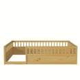 Twin Size Floor Bed Frame with Fulllength Fence, Wood Toddlers Kids