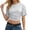 Grey, variant on Short Sleeve Tops Basic Tops for Woman Summer Stretch Solid Color Round Neck Fitted Crop Top