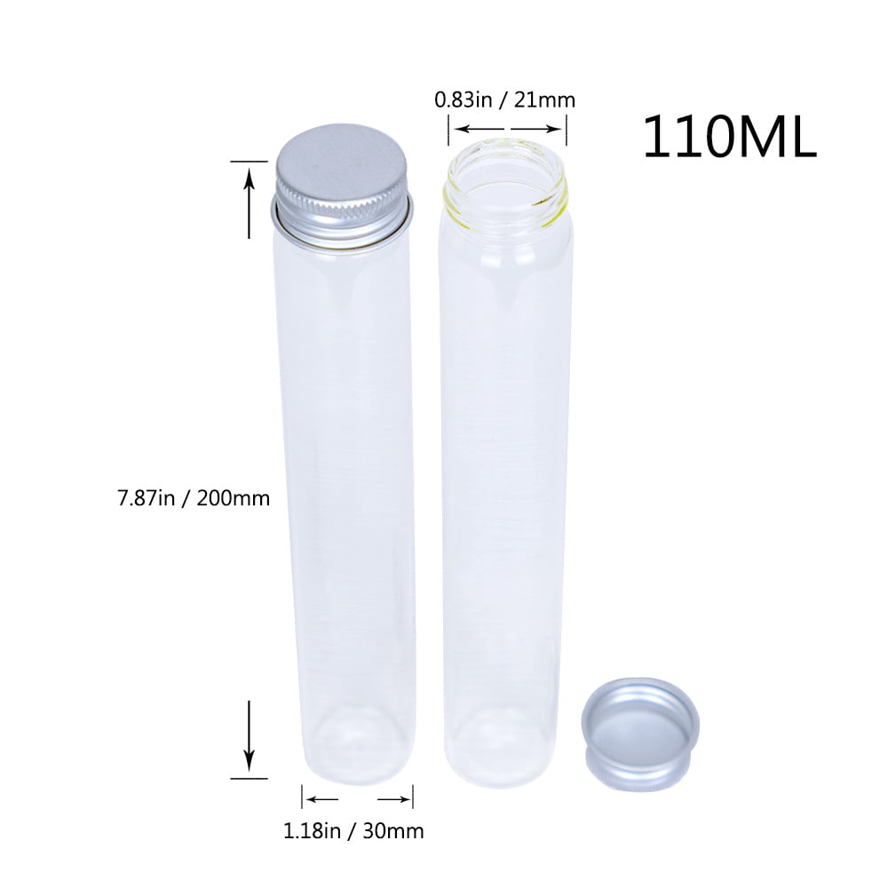 Transparent Bottle with Aluminum Cover 110ml Glass Jars Idea for Wedding Small Wishing Bottles Wholesale 6pcs