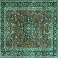 thumbnail image 1 of Ahgly Company Machine Washable Indoor Square Persian Turquoise Blue Traditional Area Rugs, 3' Square, 1 of 4