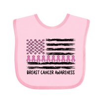 Inktastic Breast Cancer Awareness Pink Ribbons and Flag Boys or Girls Baby Bib