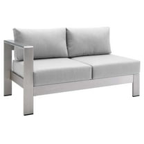 Modway Shore Sunbrella® Fabric Aluminum Outdoor Patio Left-Arm Loveseat in Silver Gray