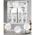 thumbnail image 2 of Laundry Room Swag Kitchen Curtains Sets for Windows 24 Inch Length, Cartoon Wash Dry Fold Repeat Simple Lines Art Short Window Curtain Panels Swags Valances and Tiers 3 Piece Set for Cafe/Dining Room, 2 of 5