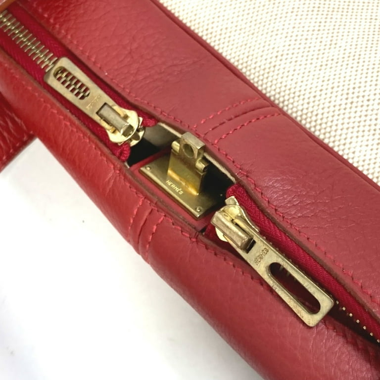 Pre Owned Hermes Travel bag Tote Bag Hand Bag Duffle Bag Beige Red Good Walmart