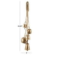 thumbnail image 3 of DecMode Tibetan Inspired Cascading Gold Metal Various Shapes Decorative Cow Bells with 5 Bells on Jute Hanging Rope, 3 of 11