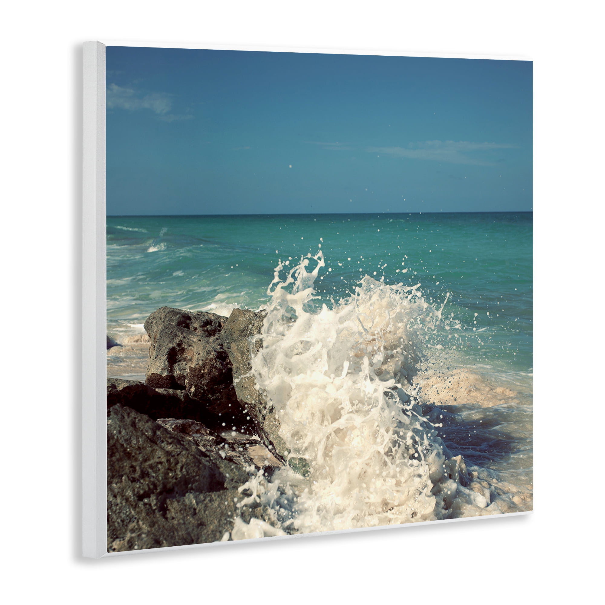 Stupell Industries Splashing Beach Spray Coastal Photography Unframed Art Print Wall Art, 12 x 12