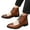 Brown, variant on Men's Vintage Color Blocking Leather Ankle Boots Fashion Pointed Toe Flat Lace Up Casual Booties