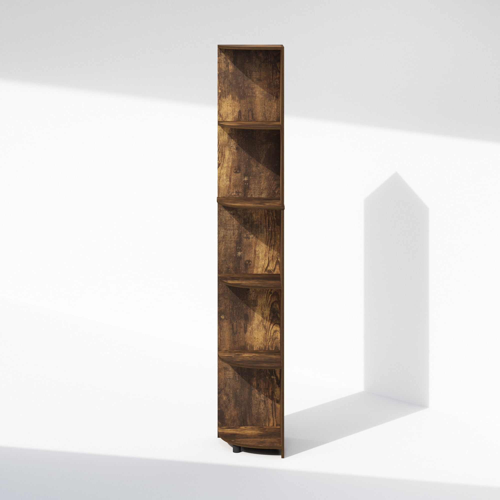 Furinno Basic 5-Tier Corner Multipurpose Standing Shelf, Amber Pine