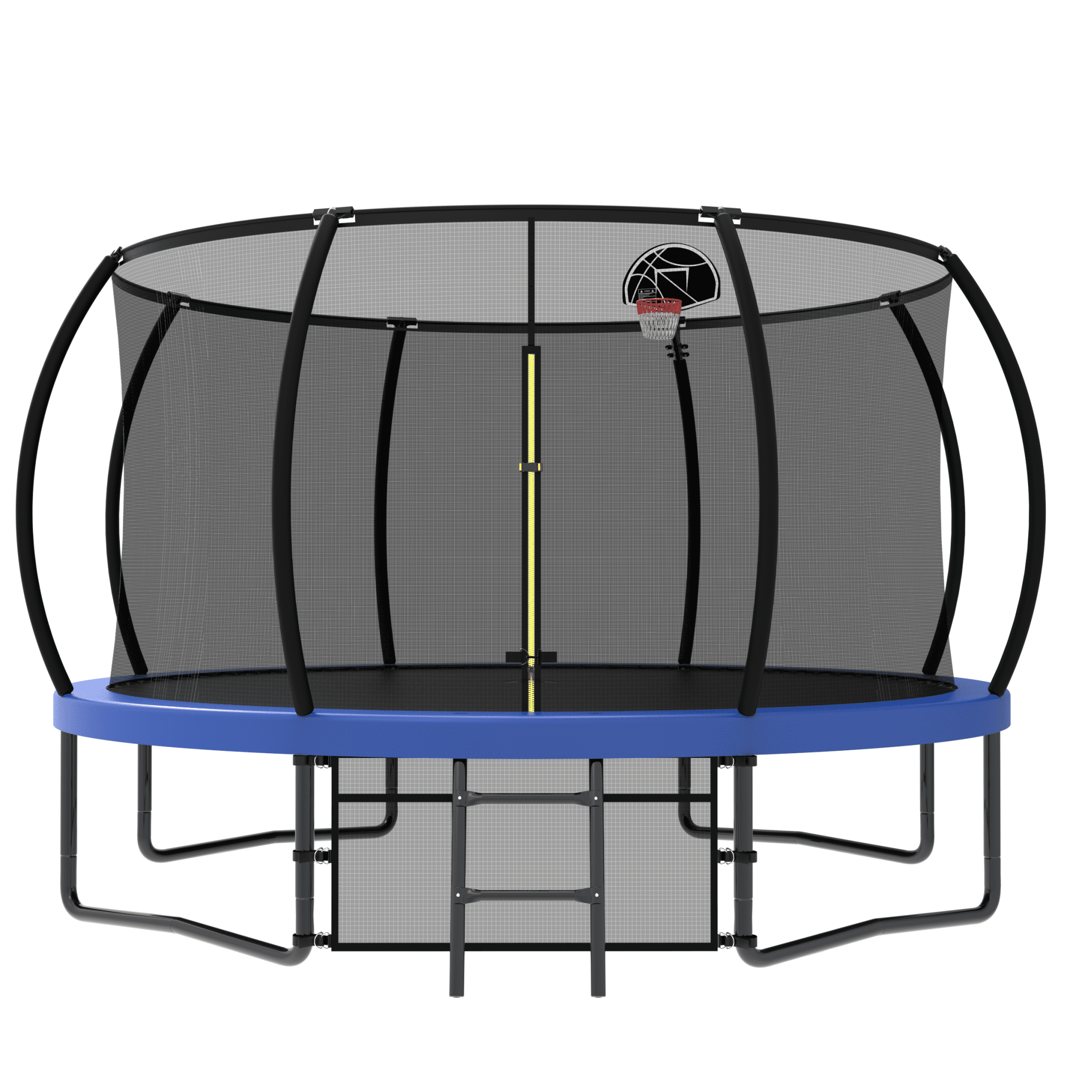 EUROCO Outdoor Trampoline with Basketball Hoop & Two-Step Stairs, 10FT 12FT 14FT 15FT 16FT Trampoline for Adults and Kids