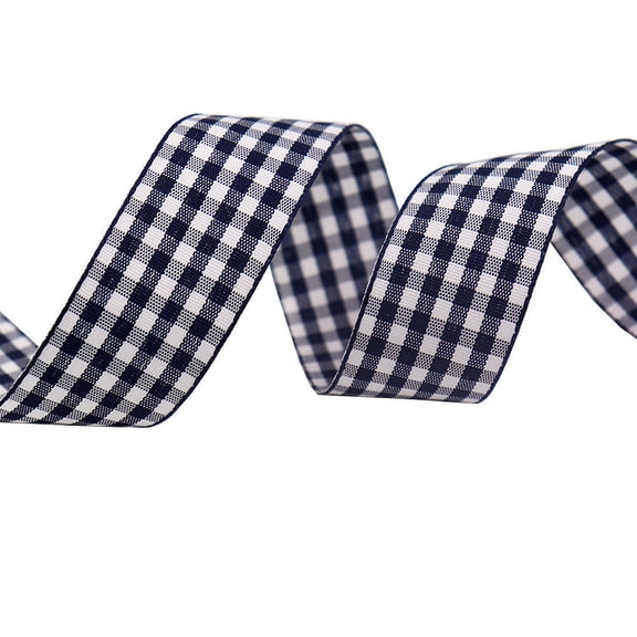 NAMZI 1" x 10 Yards Buffalo Check Plaid Gingham Ribbon, Great for Christmas Tree Decor, Wreath Bows, Farmhouse Festive Accents, Gift Wrapping, Floral Arrangement, Blue B