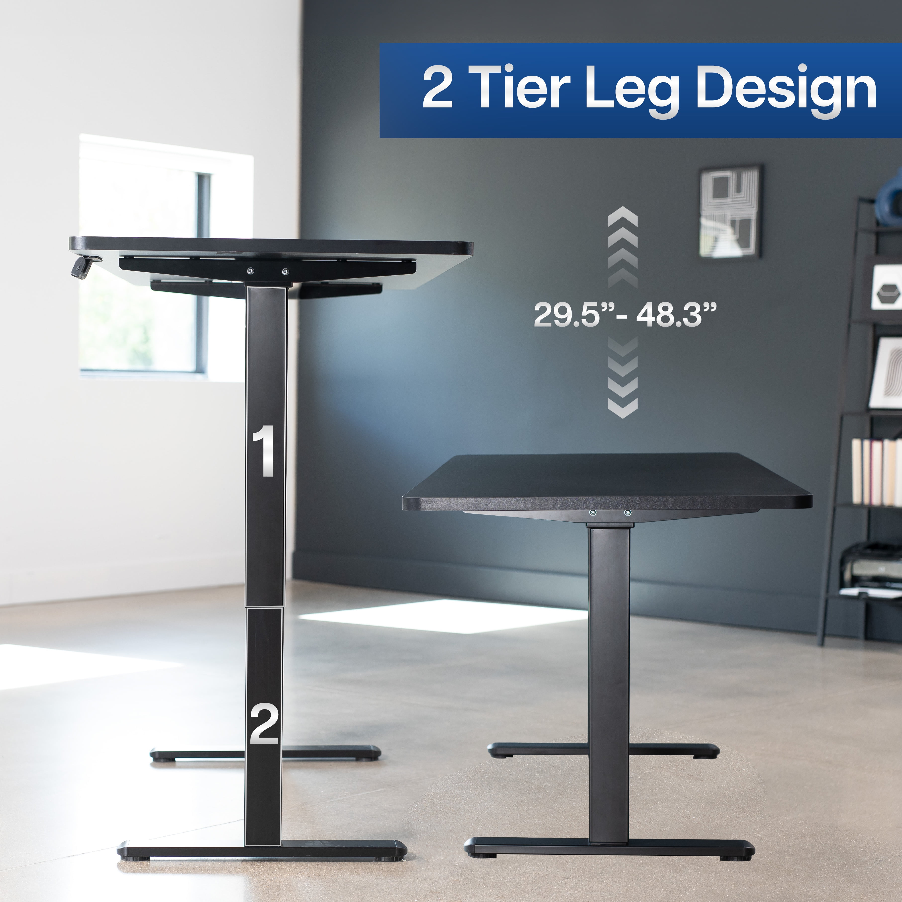 VIVO Dual Motor 71” x 30” Standing Desk, 1-Piece Black Top, Black Frame