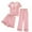 Pink, variant on Lxkfashion Under $10 Dark Purple Women's Pajama Sets Short Sleeve Three-Piece Pjs Crew Neck Tops & Capri Pants Lounge Sets L