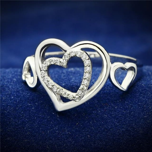 Women Rhodium 925 Sterling Silver Ring with AAA Grade CZ in Clear - Size 6
