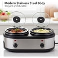 thumbnail image 5 of OVENTE Double Slow Cooker, Buffet Server and Warmer with Two 1.5Qt Removable Ceramic Pot, Adjustable Temperature Control and Tempered Glass Lid for Parties, Gatherings and Holidays, Silver SLO215BR, 5 of 10