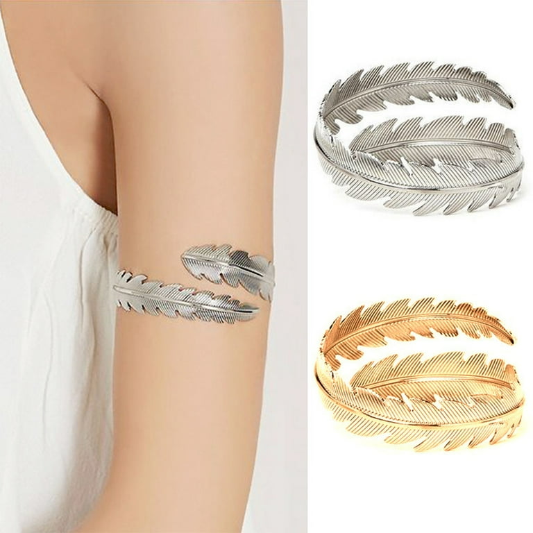 2Pcs Swirl Leaf Upper Arm Bracelet Armlet Cuff Bangle