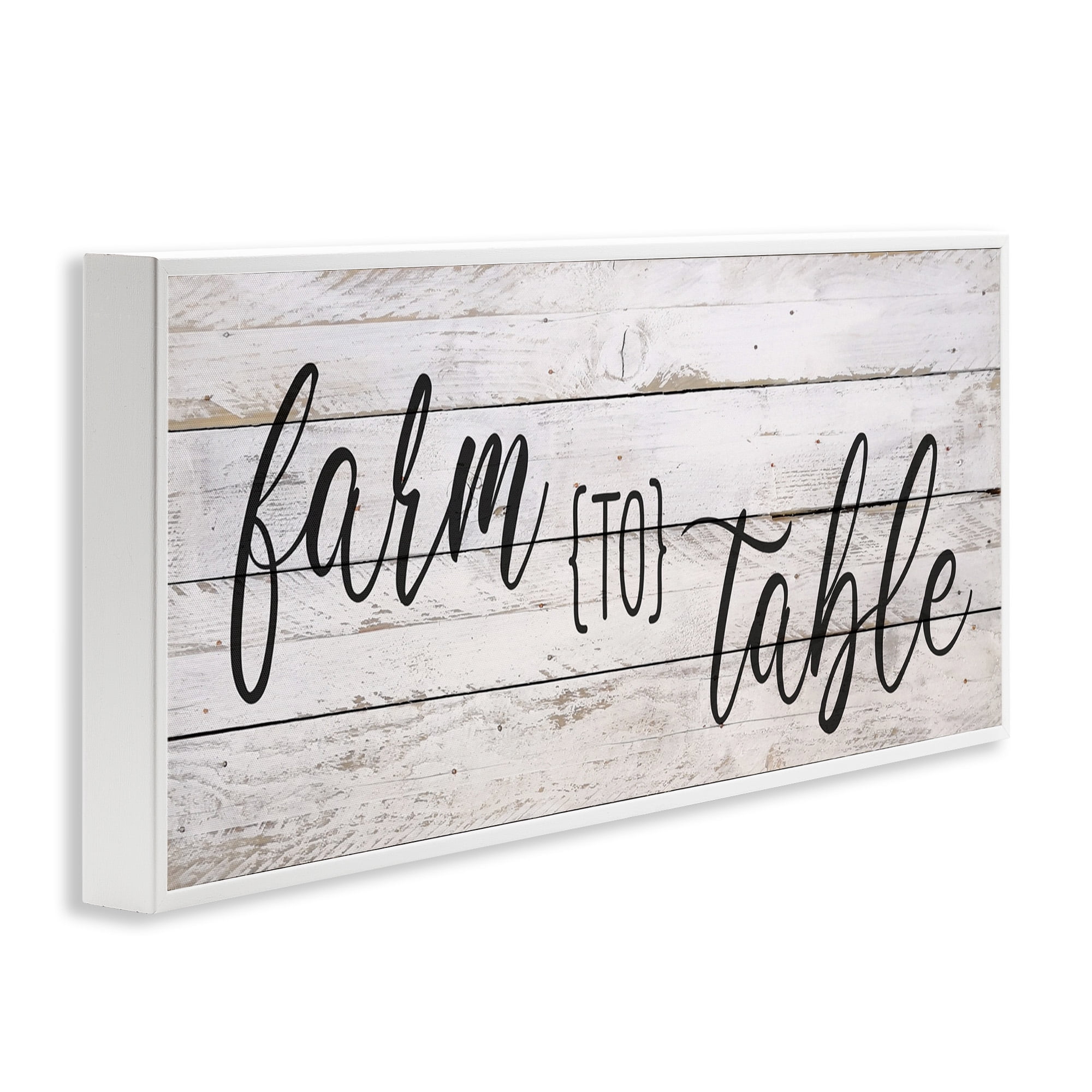 Stupell Industries Planked Style Farm to Table Food & Beverage Painting White Framed Art Print Wall Art, 24 x 10
