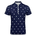 thumbnail image 4 of White Free Polka Dots on Navy Blue Background Men Zipper T-shirt Summer Casual Short Sleeve T-shirt Top, 4 of 7