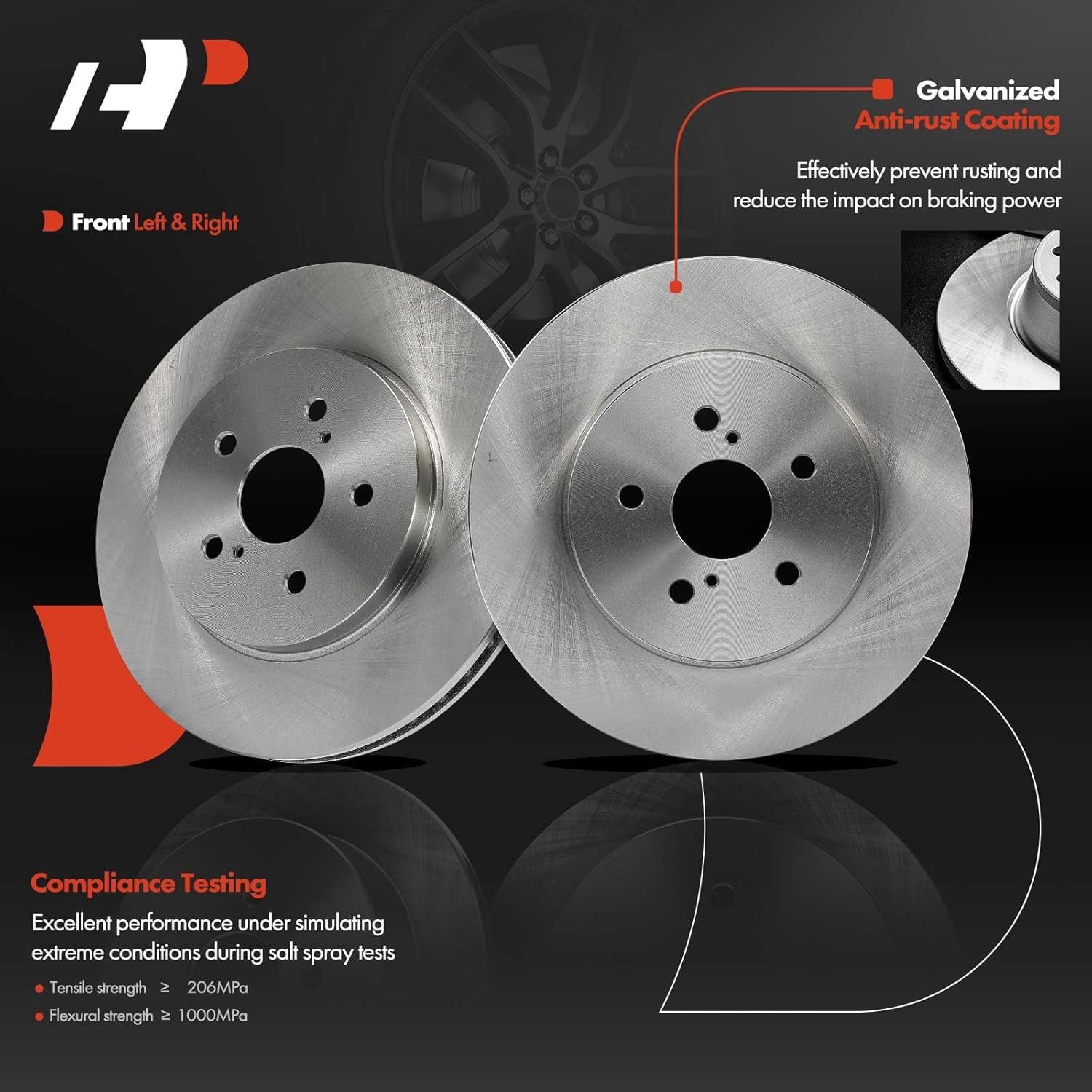 A-Premium Front Disc Brake Rotors Set Compatible with Toyota Highlander 2006-2007 & Lexus RX330 2004-2006, RX350 2007-2009, RX400h 2006-2008 2-PC Set