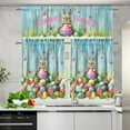 thumbnail image 2 of 3 Piece Kitchen Curtains Valance and Tiers Set Easter Day Colorful Eggs Bunny Rod Pocket Window Treatments Drapes for Kitchen Farmhouse Bedroom Bathroom Decor 36 Inch, 2 of 5