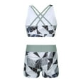 thumbnail image 3 of DPOIS Kids Girls 2 Pieces Swimsuit Crisscross Back Bra Top with Boyshorts Tankini Bathing Suits Black&White 14, 3 of 6