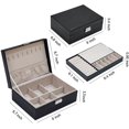 thumbnail image 2 of Joyero para mujeres y niñas, joyero con cerradura, caja de almacenamiento de gran capacidad de 2 capas con bandeja extraíble para anillos, aretes, collares, pulseras, 2 of 5