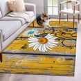 thumbnail image 5 of Area Rug 48×72in, Farmhouse Daisy Green Flowers Floor Carpet Living Room Rug, Retro Wooden Grain Non-Slip Welcome Mat Indoor Rugs for Bedroom Dining Room, 5 of 9