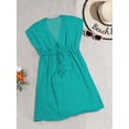 thumbnail image 6 of HAPPY BAY Women's Beach Bikini Sheer Chiffon Cover up V Neck Dress Bathing Suit Swimwear Coverups for Women M-L Solid Plain, Turquoise, 6 of 6
