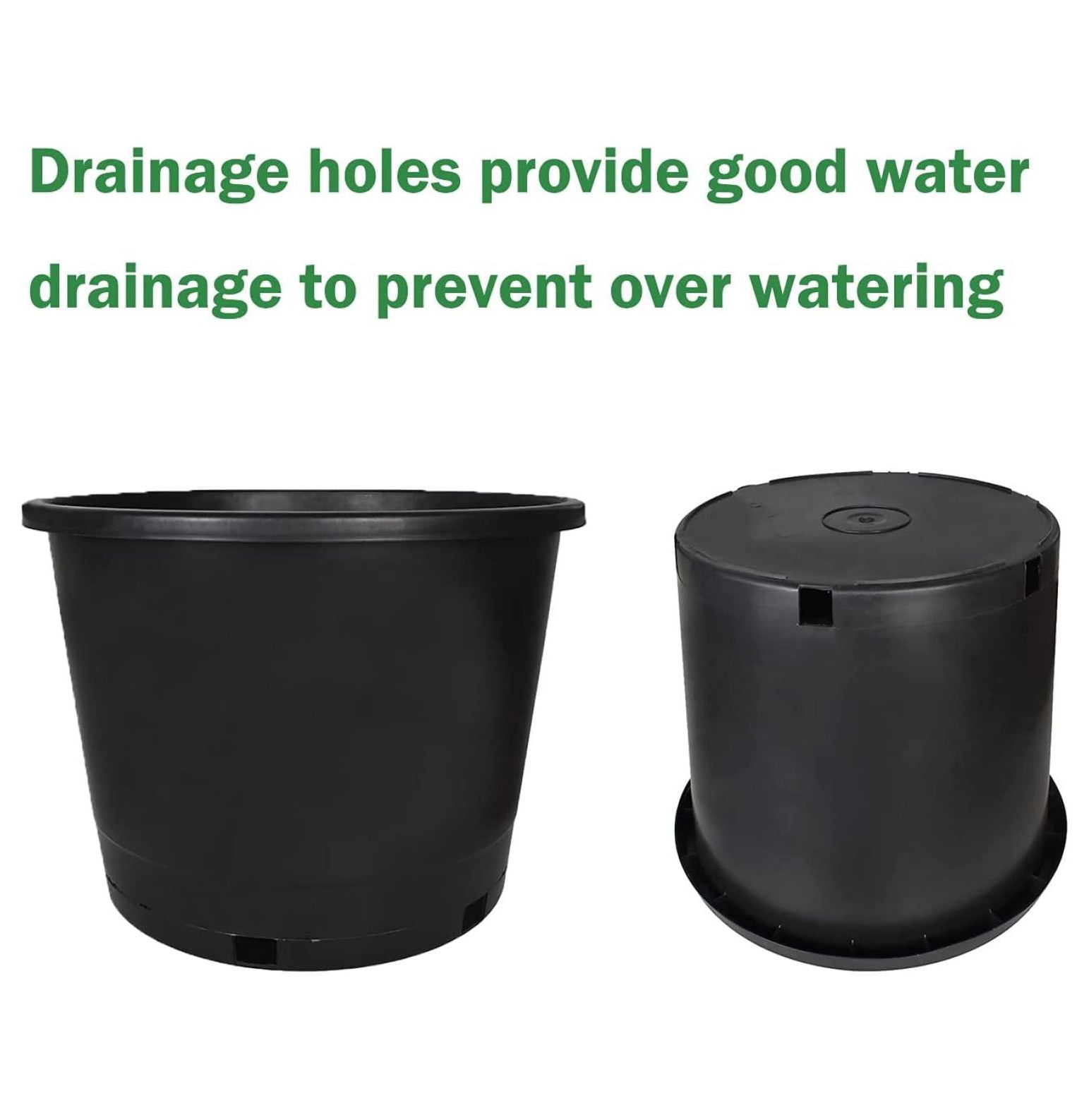 10-Pack 3.6 Gallon Round Plastic Garden Planter Pots Flower Seedling Container with Drainage Hole for Indoor Outdoor Plants Flowers Vegetables Black (3.6 Gallon)