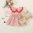 thumbnail image 2 of Odeerbi Girls Floral Tank Dress Toddler Girls Clothes Summer Out Lace Doll Collar Bow Sleeveless Floral Dress With Hat Red 2-3 Years, 2 of 9
