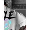thumbnail image 4 of Manfinity Dauomo Men's Letter & Cartoon Print Casual Versatile Daily Wear Short Sleeve T-Shirt, 4 of 5