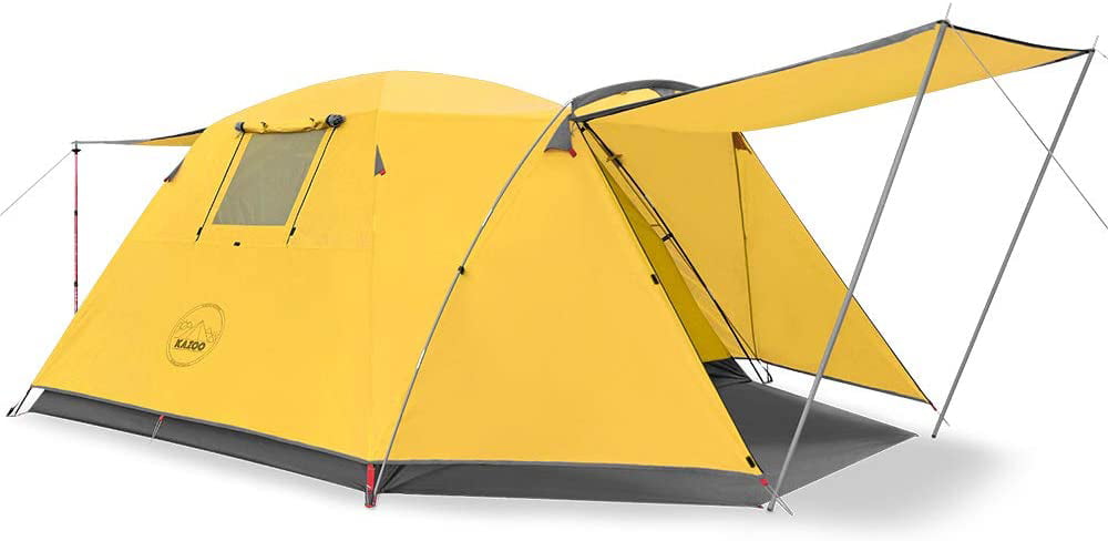 KAZOO 4 Person Camping Tent Outdoor Waterproof Family Large Tents 4 People  Easy Setup Tent with Porch Double Layer