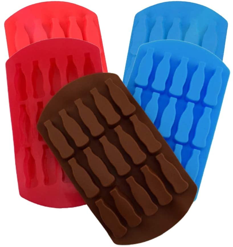 5Pcs Ice Cube Mold,15-Cavity Coke Cola Bottle Mold Tray Silicone Case For Chocolate,Gelatin,Candy,Ice Cubes,For Whiskey,Cocktails,Drinks