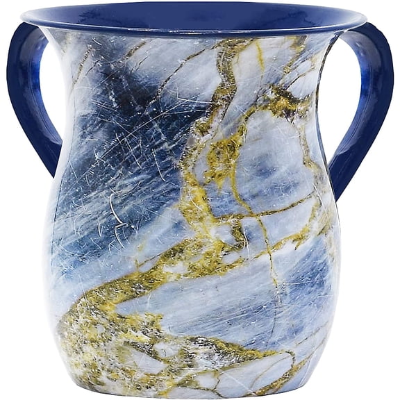 The Kosher Cook, 32 Oz Blue and Gold Netilat Yadayim Cup - for Washing Ritual