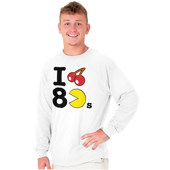 PACMAN I Love the 80s Cherry Fruit Long Sleeve TShirt Men Women Brisco Brands M