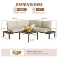 thumbnail image 2 of NATURAL EXPRESSIONS Patio Furniture Sets, L Shape Patio Sectional Metal Outdoor Sectional Corner Sofa with Detachable Backrest,3 Fauxwood Tables,5” Beige Olefin Cushions, 2 of 9