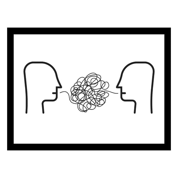 CONVERSATION IN ACTION LINE ART Framed Print