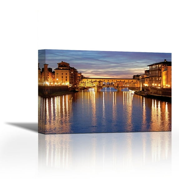 Golden Ponte Vecchio - Contemporary Fine Art Giclee on Canvas Gallery Wrap - wall décor - Art painting - 27 x 18 Inch - Ready to Hang