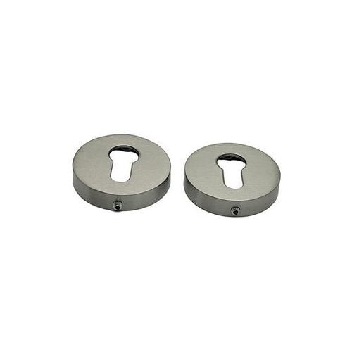 Ensemble d'Écusson Rosette Rond 50mm SS 304 – Finition Nickel Satiné & Noir / avant & Arrière avec Matériel de Fixation / Plaque de Couverture de Matériel de Porte