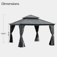 thumbnail image 4 of TOTAL Outdoor 12' x 12' Hardtop Gazebo, Galvanized Steel Double Roof Canopy W/Curtains and Netting, Drainage System, Sunshade for Deck, Lawns and Backyard, Gray., 4 of 7