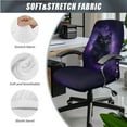 thumbnail image 3 of FKELYI Purple Bohemian Black Cat Print 3 Piece Set Office Chair Cover with Armrest Cover Stretchable Swivel Gaming Chair Protector Dustproof Boss Armchair Decor, Large, 3 of 6