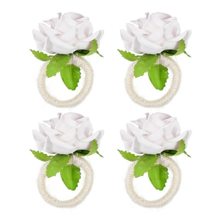 

NUOLUX Napkin Rings Flower Holder Ring Serviette Rose Wedding Buckles Table Decor Holders Dining Floral Party Dinner Shower