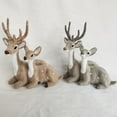 thumbnail image 1 of Flocking Realistic Deer Statue PE Compact Delicate Deer Figurine Office Decor, 1 of 9