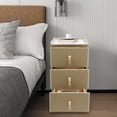 thumbnail image 3 of ToppiJoy Narrow Nightstand with 3 Drawers, PU Bedside Cabinet, Bedside Table Furniture with Metal Legs for Bedroom, Living Room (Champagne Color), 3 of 25